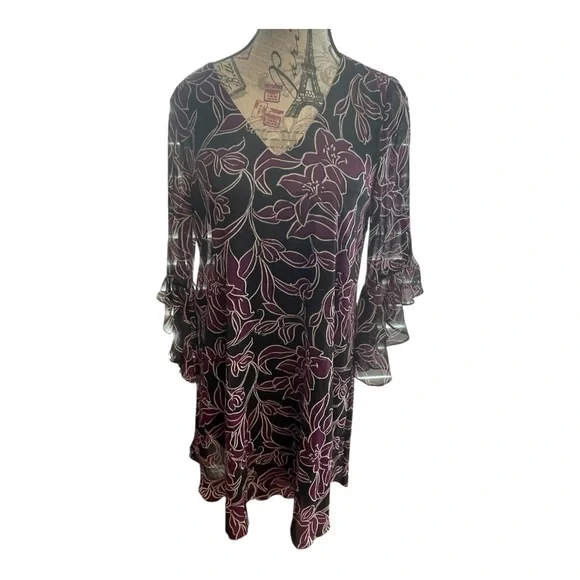 Calvin Klein Purple and Black Floral Dress - Picture 2 of 8